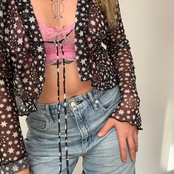 Free People Marne Mesh Cropped Wrap Sheer Top (Size XL) - Picture 4 of 8